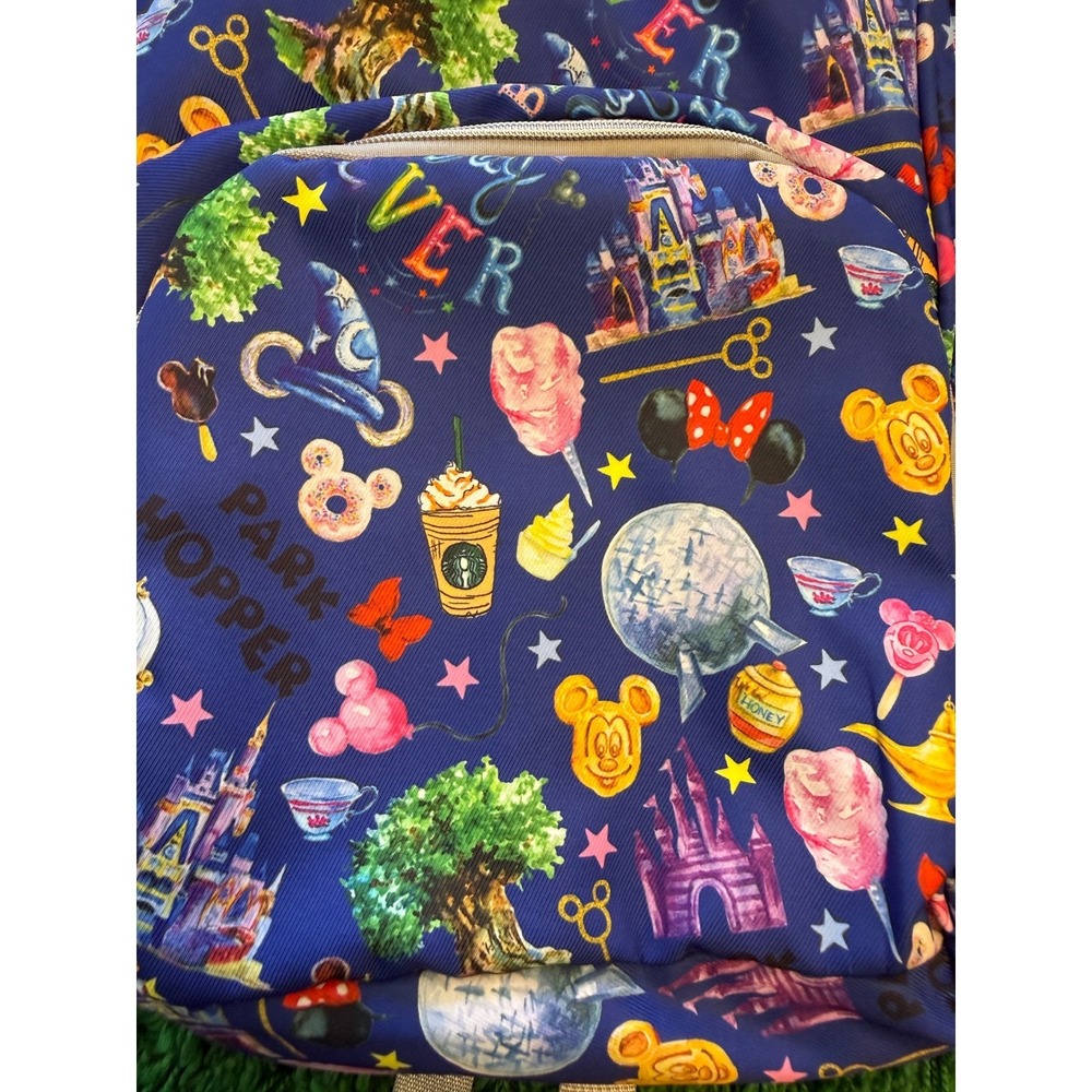 Disney Parks Backpack  Large Blue Excellent Park Hopper Best Day Ever Print - Picture 3 of 10
